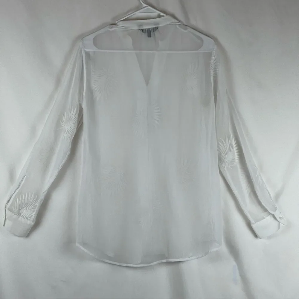 Vera Wang Sheer White Embroidered Tunic Top  NWOT Size S Bohemian